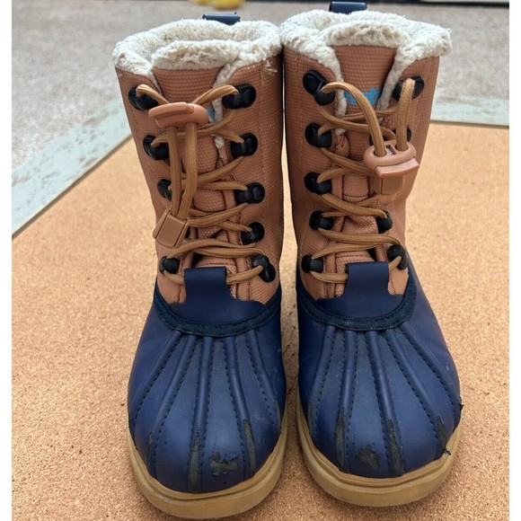 Toddler Kid Native Snow/Rain Boots Shoe Brown/Blue Size C13 - Picture 1 of 6